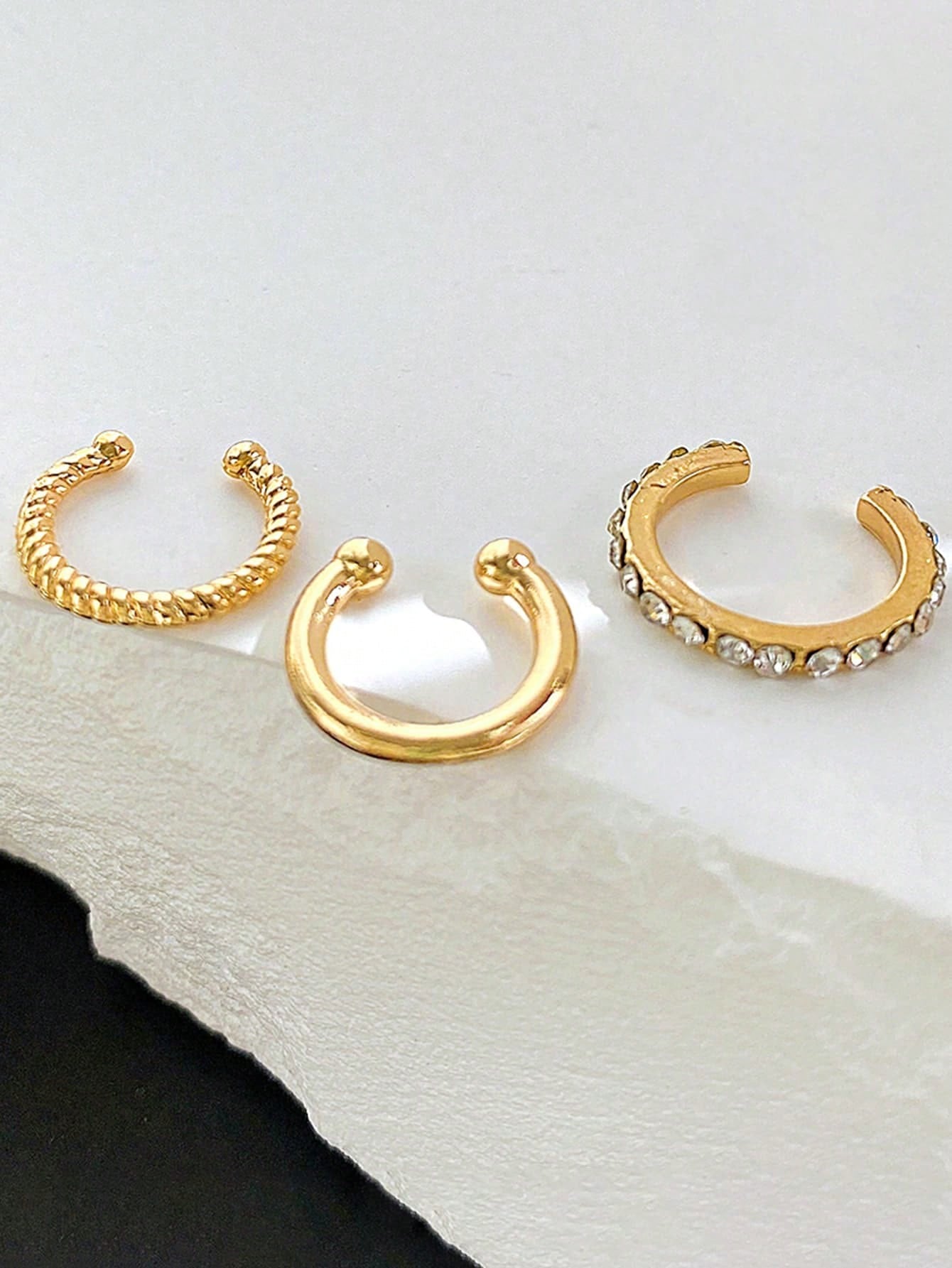 3Pcs/Set Fashionable Minimalist Rhinestone Clip Earrings, Versatile for Dates, Parties and Everyday, Gift for Valentine'S Day