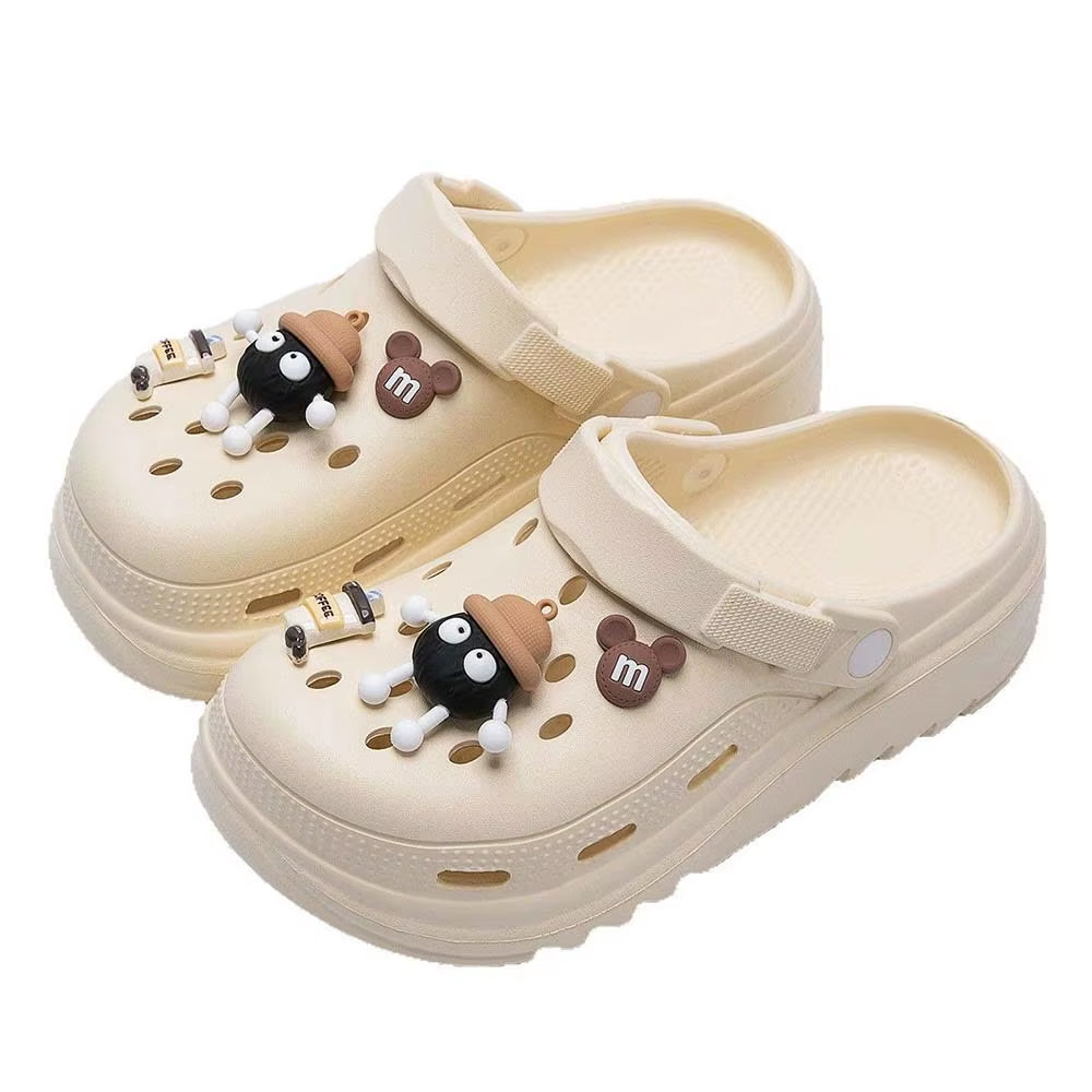 Women Garden Clogs Thick Platform Sandals Hollow Out Sandals Solid Color Non-Slip Soft Sole Beach Shoes Summer Slippers