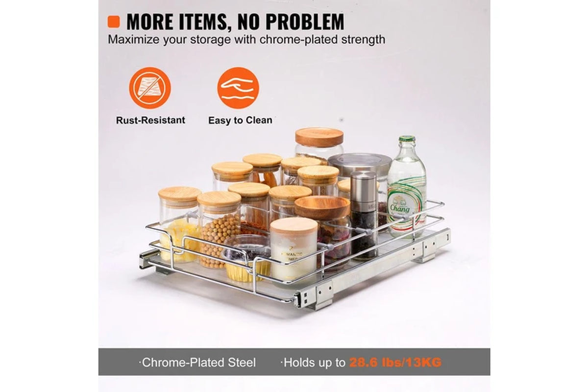 Pull Out Cabinet under Sink Organizer 11.5 X 16.5 Inch Wire Drawer Basket