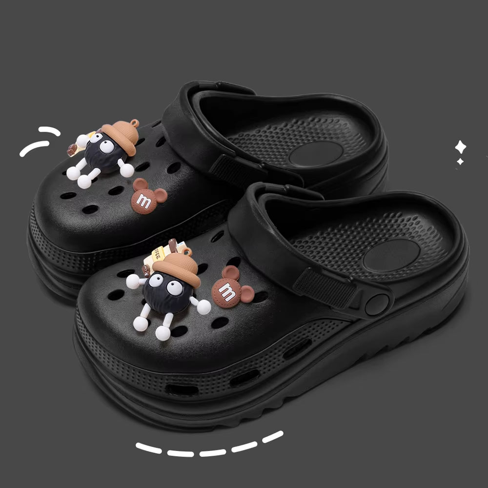 Women Garden Clogs Thick Platform Sandals Hollow Out Sandals Solid Color Non-Slip Soft Sole Beach Shoes Summer Slippers