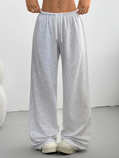 Ezwear Women'S Summer Simple Front Tie Loose Sweatpants, Casual Daily Wear