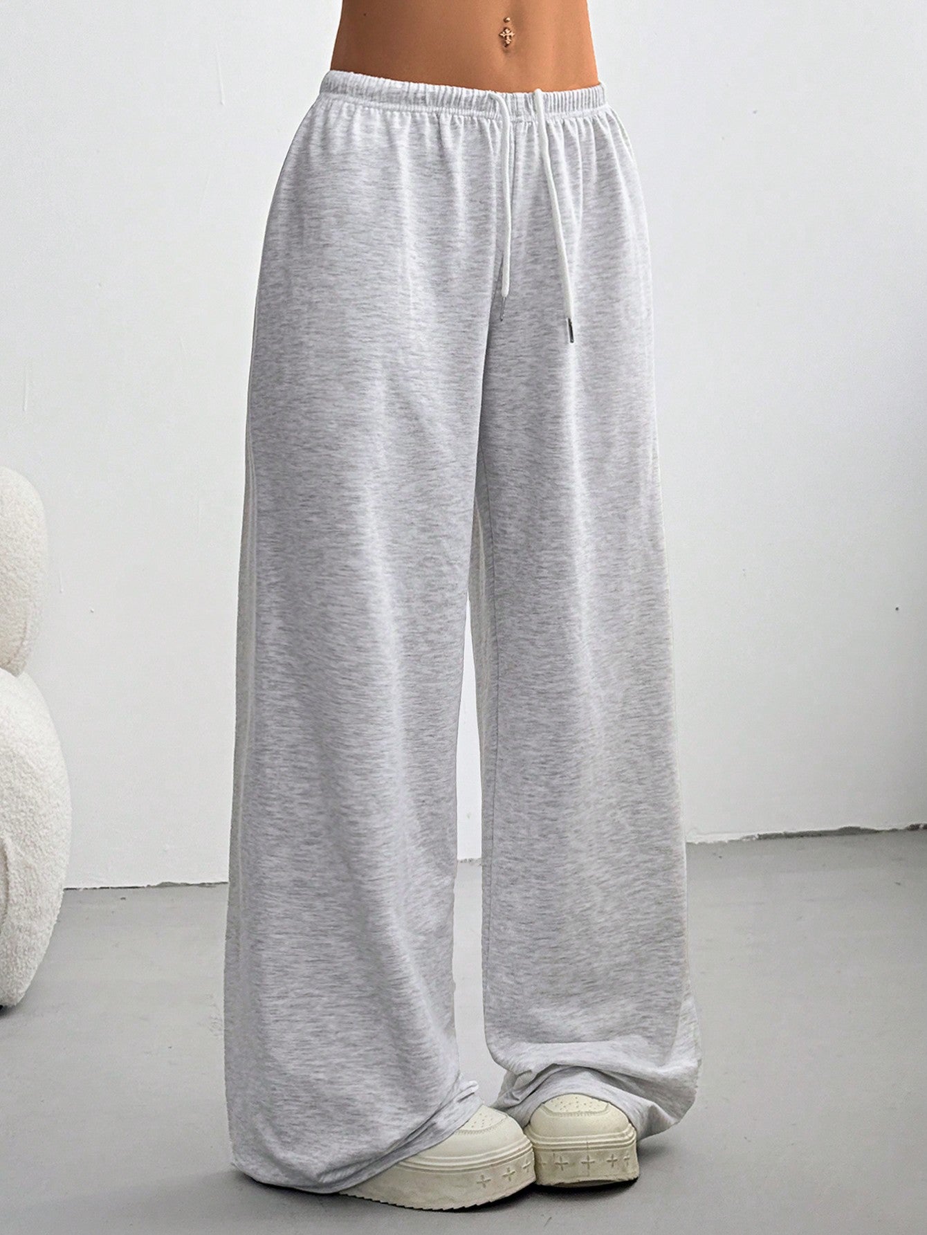 Ezwear Women'S Summer Simple Front Tie Loose Sweatpants, Casual Daily Wear