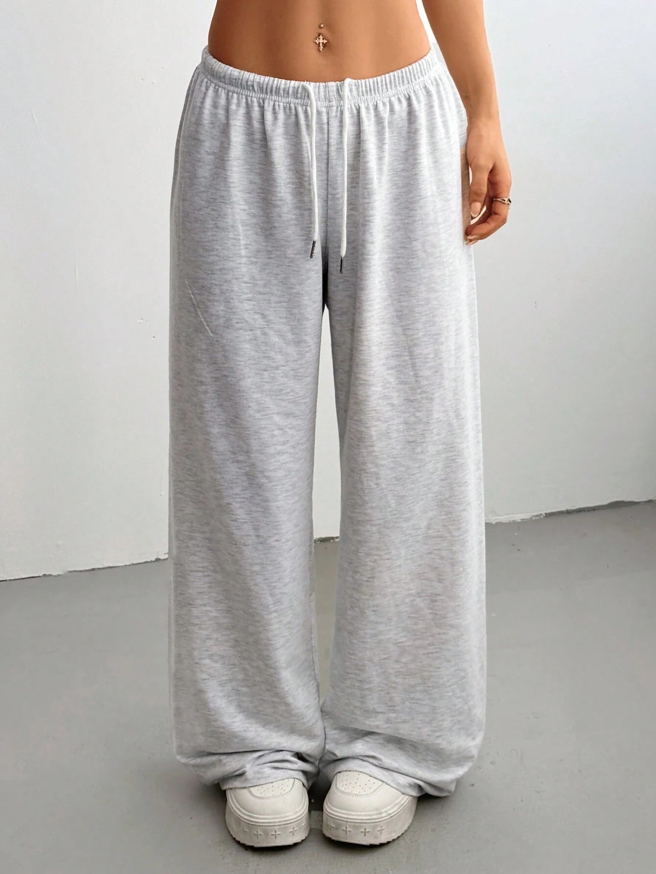 Ezwear Women'S Summer Simple Front Tie Loose Sweatpants, Casual Daily Wear