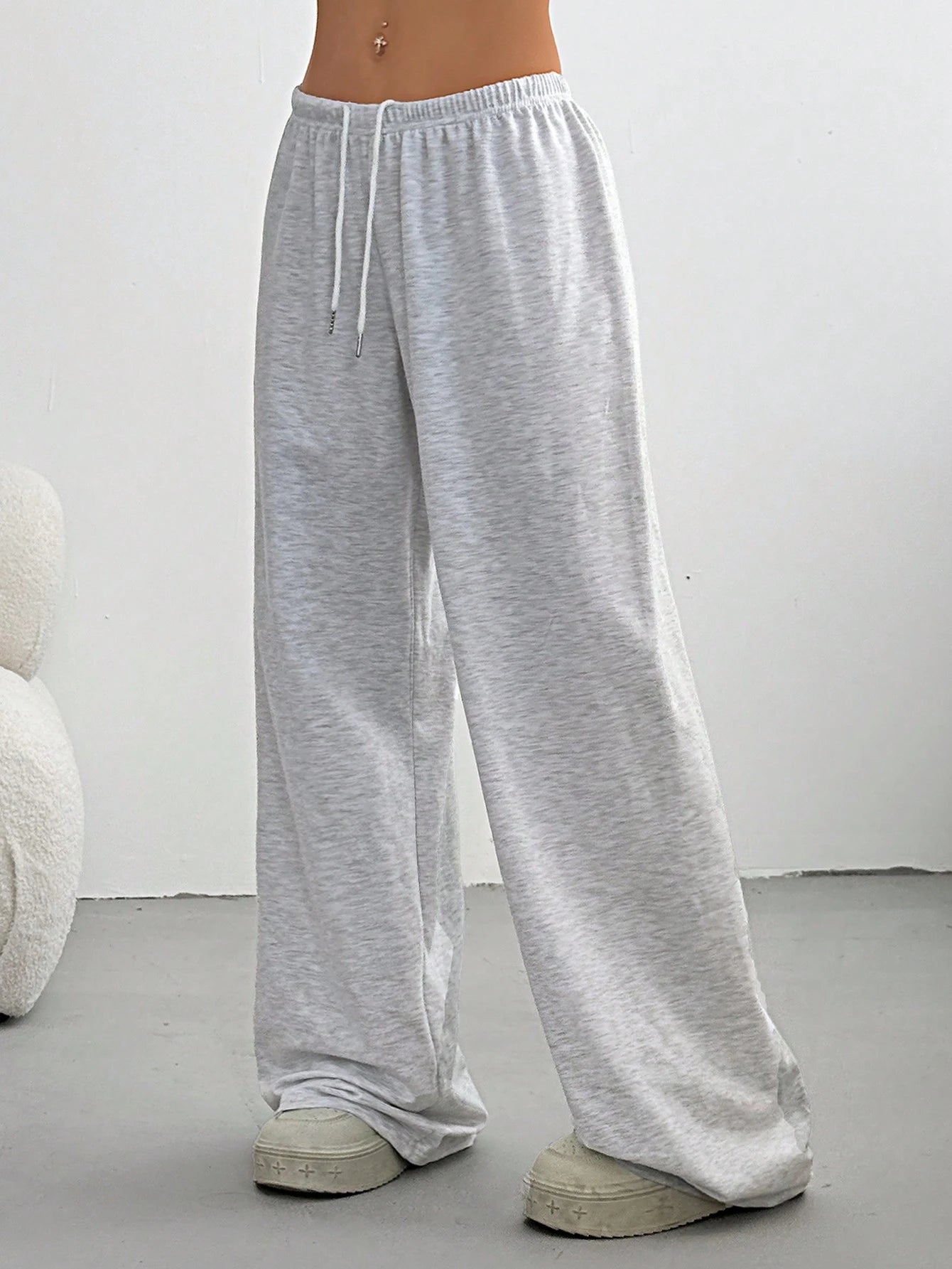 Ezwear Women'S Summer Simple Front Tie Loose Sweatpants, Casual Daily Wear