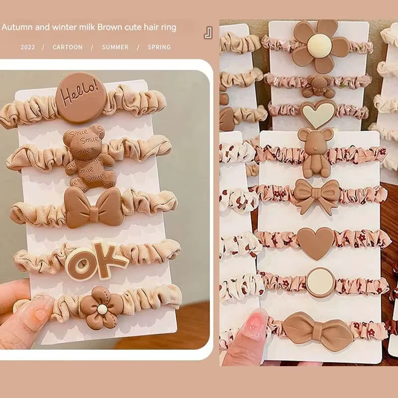 10 PCS Women'S Hair Ring Set Hair Accessories High Elasticity Leather Band Simple Temperament High Ponytail Durability New Style