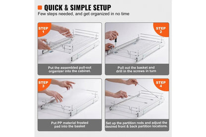 Pull Out Cabinet under Sink Organizer 11.5 X 16.5 Inch Wire Drawer Basket