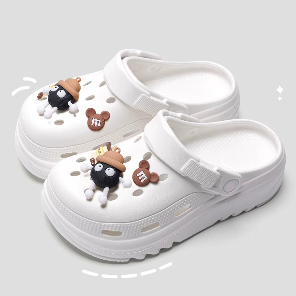 Women Garden Clogs Thick Platform Sandals Hollow Out Sandals Solid Color Non-Slip Soft Sole Beach Shoes Summer Slippers
