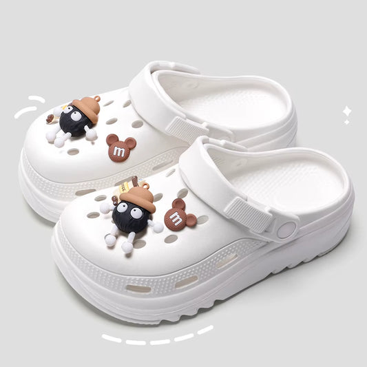 Women Garden Clogs Thick Platform Sandals Hollow Out Sandals Solid Color Non-Slip Soft Sole Beach Shoes Summer Slippers