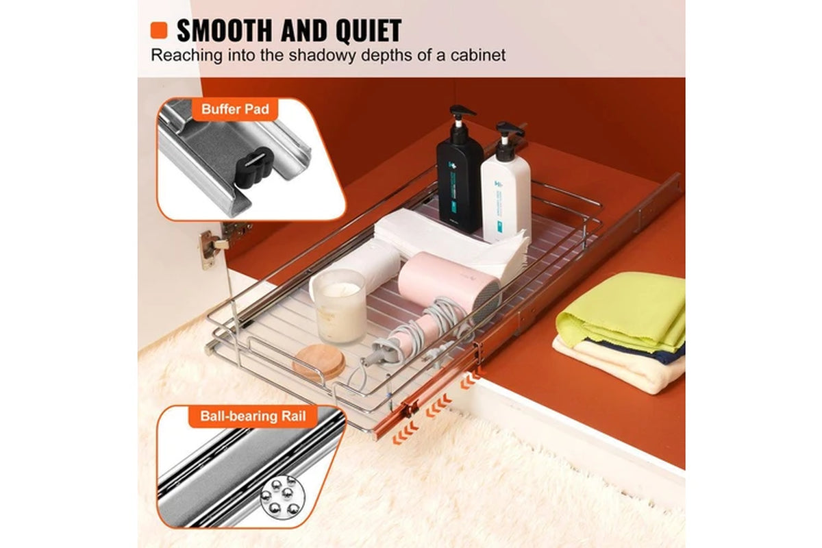 Pull Out Cabinet under Sink Organizer 11.5 X 16.5 Inch Wire Drawer Basket
