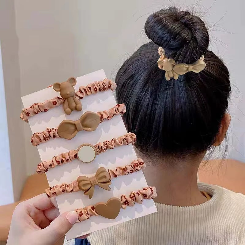 10 PCS Women'S Hair Ring Set Hair Accessories High Elasticity Leather Band Simple Temperament High Ponytail Durability New Style